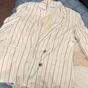 Old Navy Cream and Gray Striped Blazer